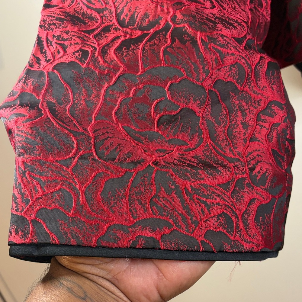 NWT Isabel Toledo Lane Bryant Red Black Floral Jacquard Crop Blazer Jacket #133 - Picture 4 of 11